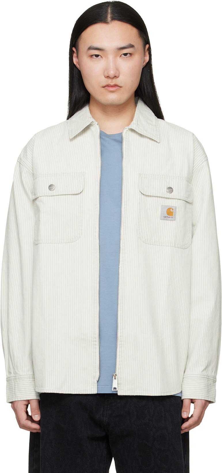 White & Gray Mercer Stripe Overshirt by CARHARTT WIP