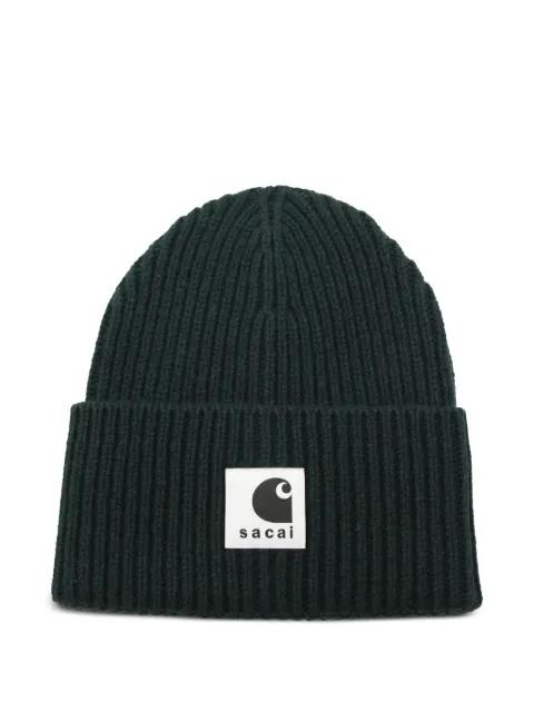 x Sacai ribbed logo-patch beanie by CARHARTT WIP