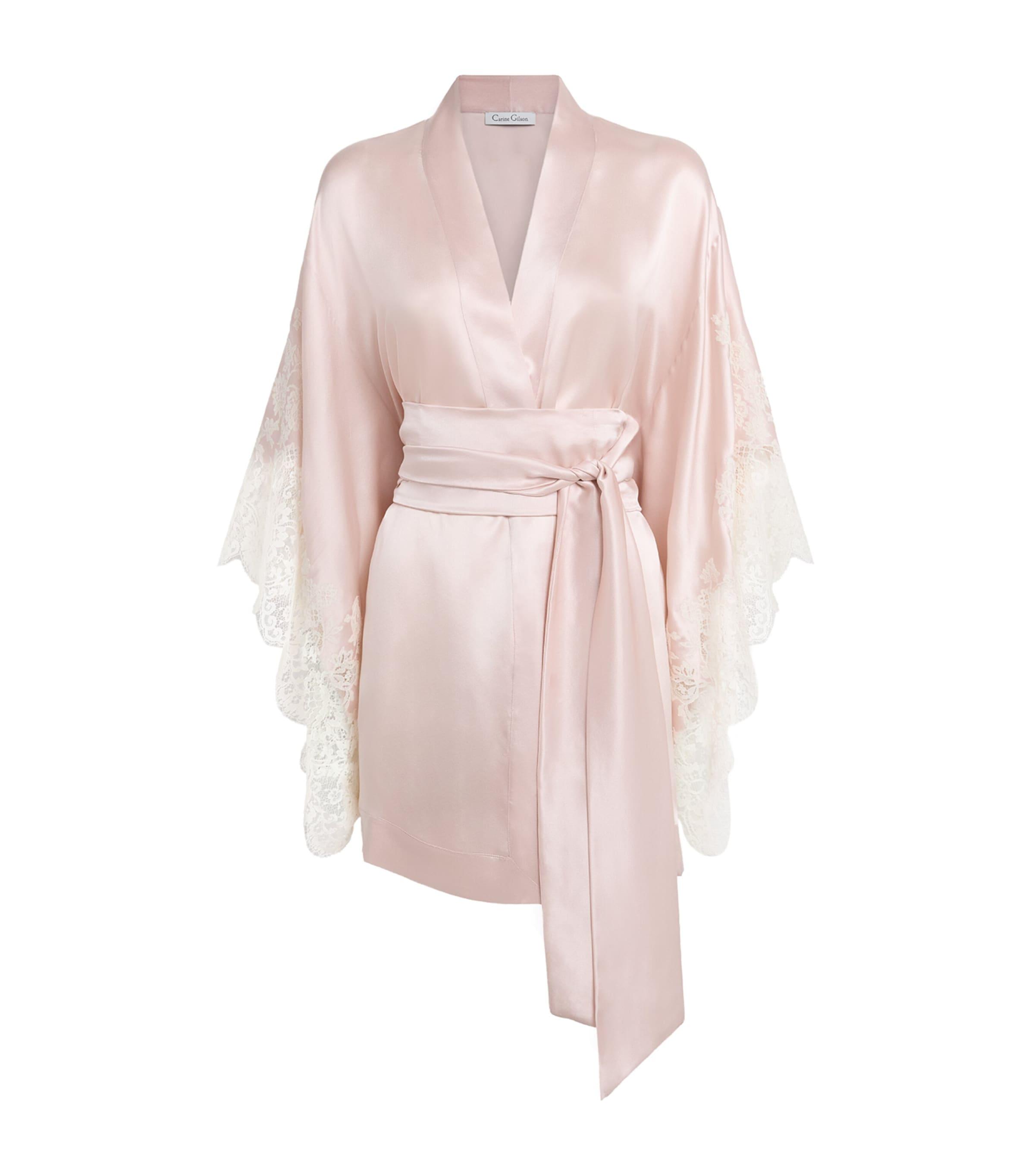 Carine Gilson Silk Lace-Trim Julia Kimono by CARINE GILSON
