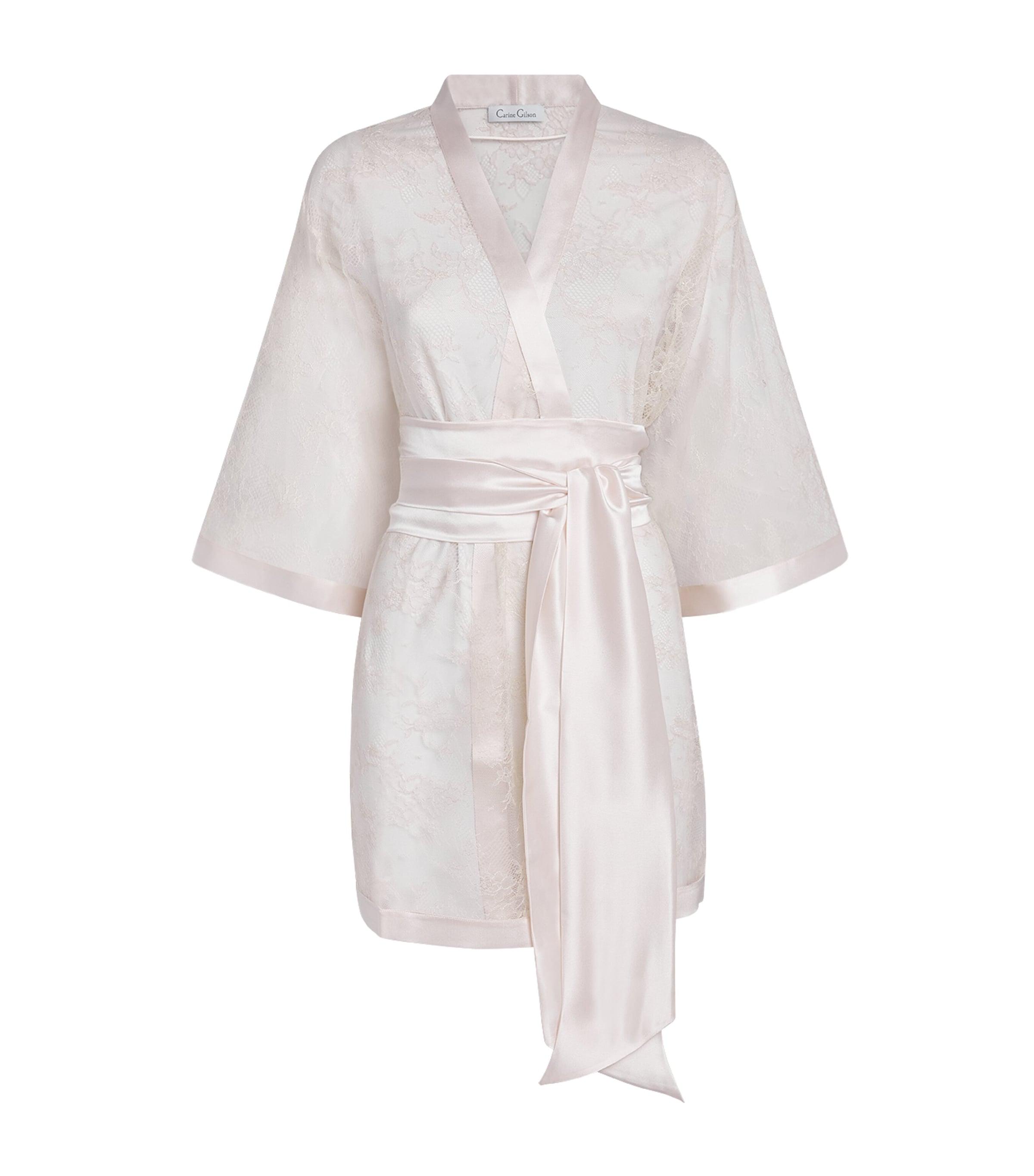 Carine Gilson Silk Lace-Trim Louise Short Kimono by CARINE GILSON