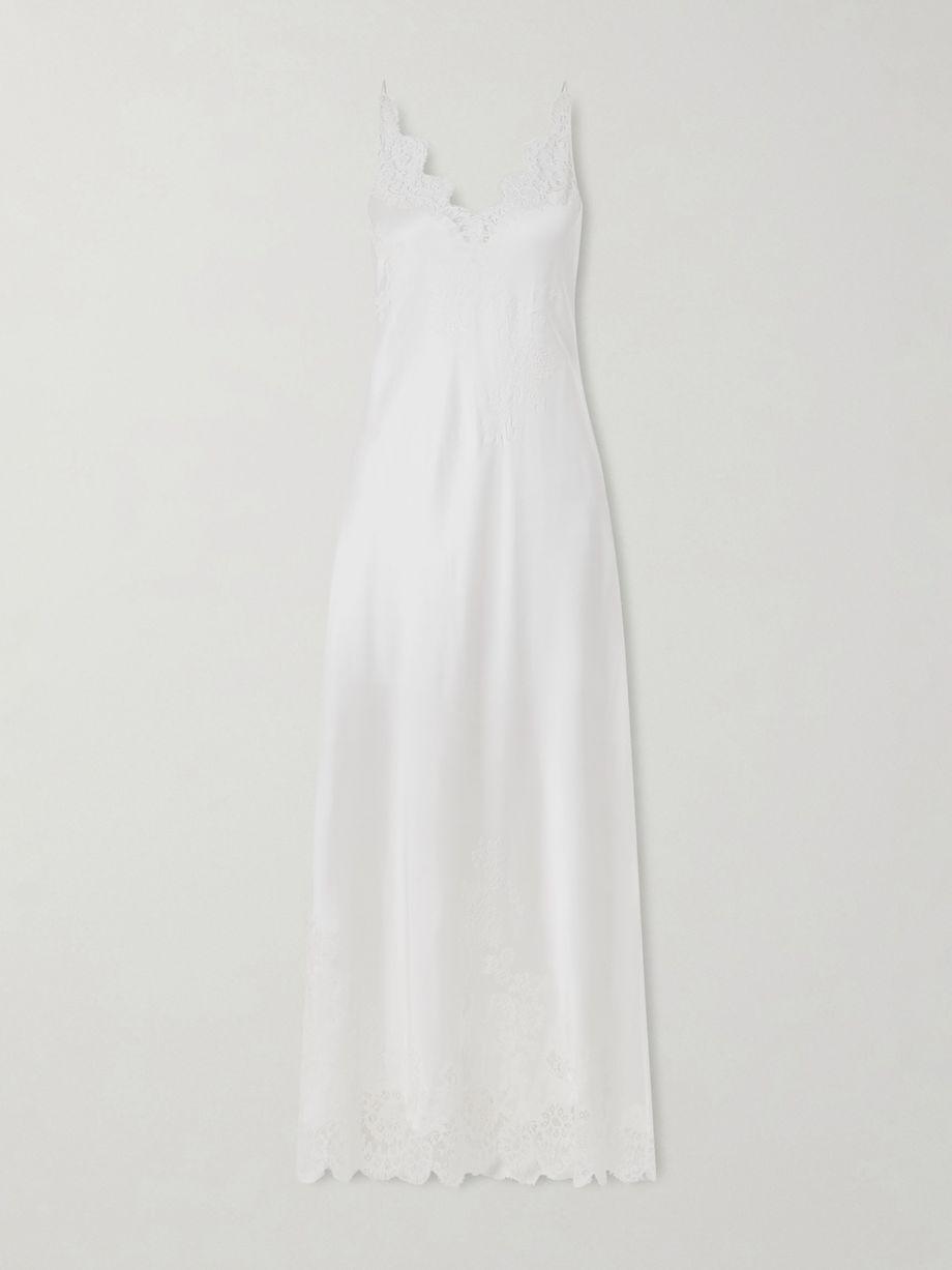Lace-trimmed floral-embroidered silk-satin nightdress by CARINE GILSON