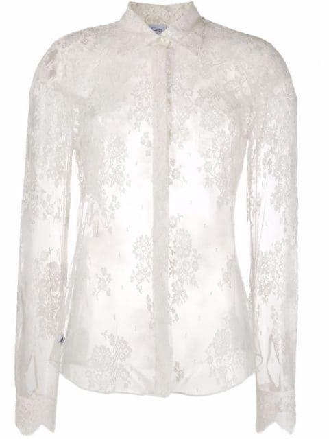 lace-appliqué long-sleeve shirt by CARINE GILSON