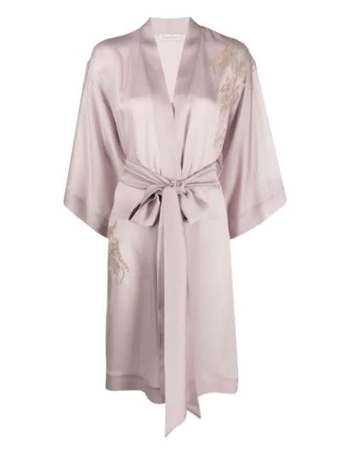 lace-applique silk robe by CARINE GILSON