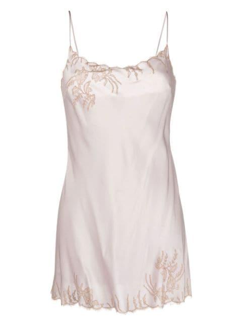 lace applique silk slip dress by CARINE GILSON