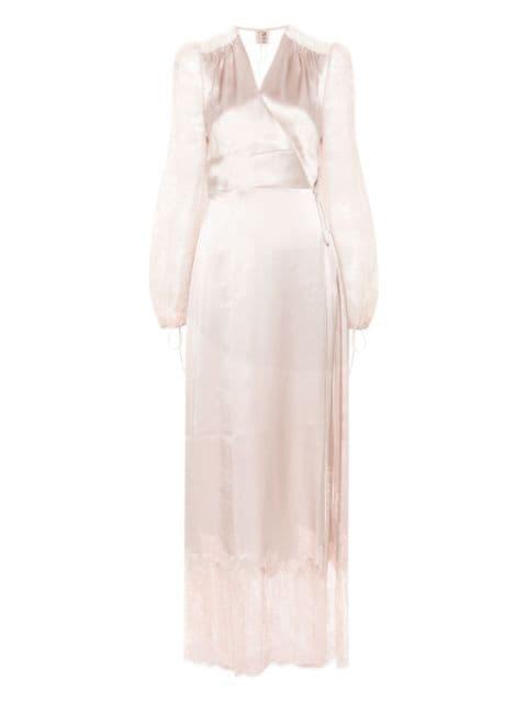lace-panels silk wrap dress by CARINE GILSON