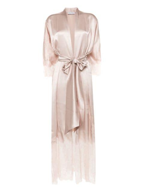 lace-trim silk long robe by CARINE GILSON