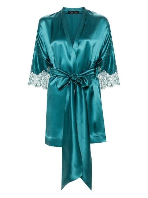 lace-trim silk robe by CARINE GILSON