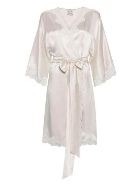 lace-trim silk satin kimono by CARINE GILSON