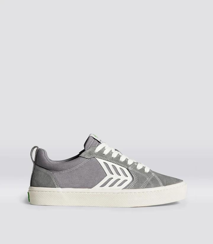 CATIBA PRO Suede and Canvas Contrast Thread Charcoal Grey Ivory Logo by CARIUMA