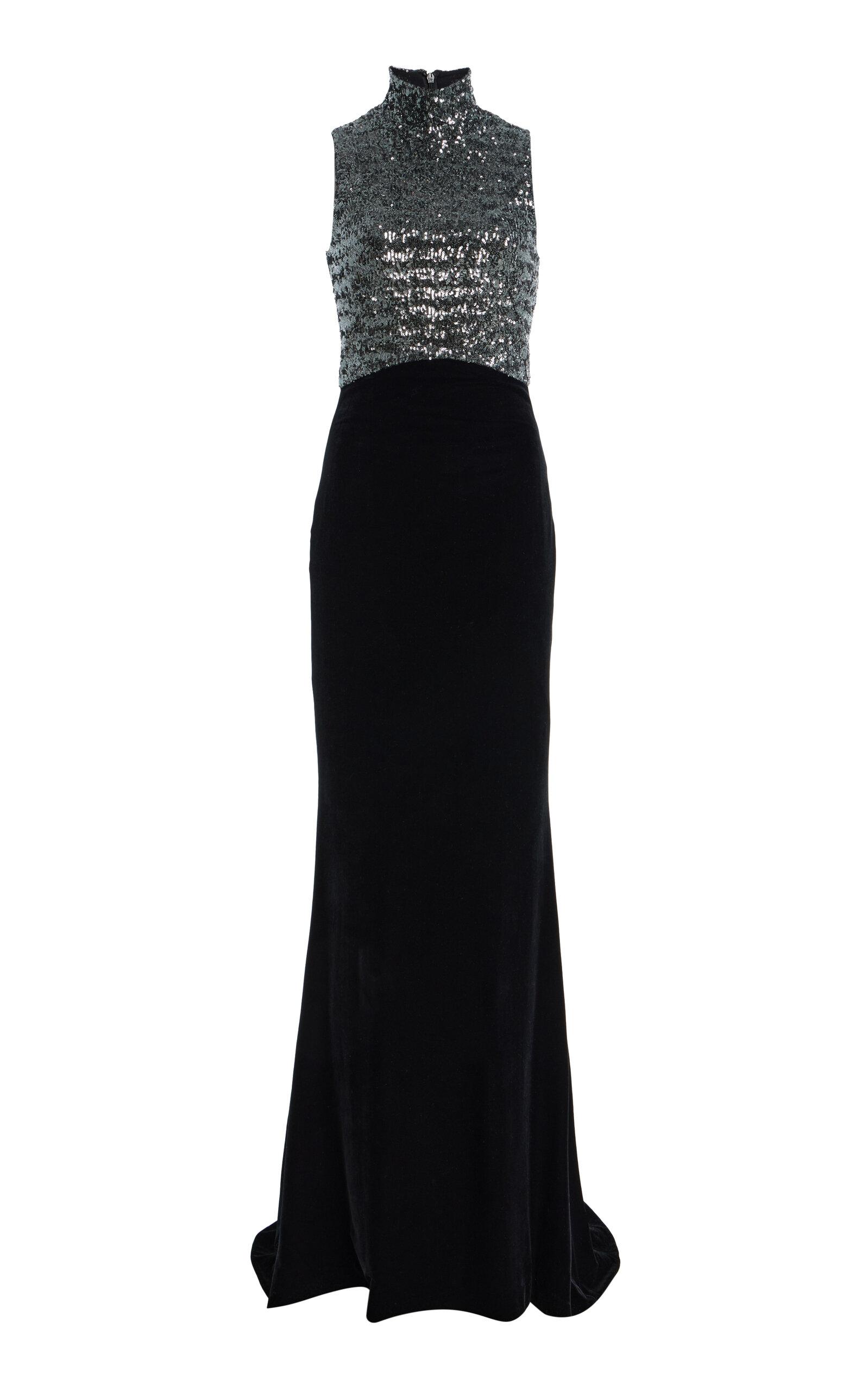 Carla Zampatti Sequined Velvet Halter Dress - Moda Operandi by CARLA ZAMPATTI