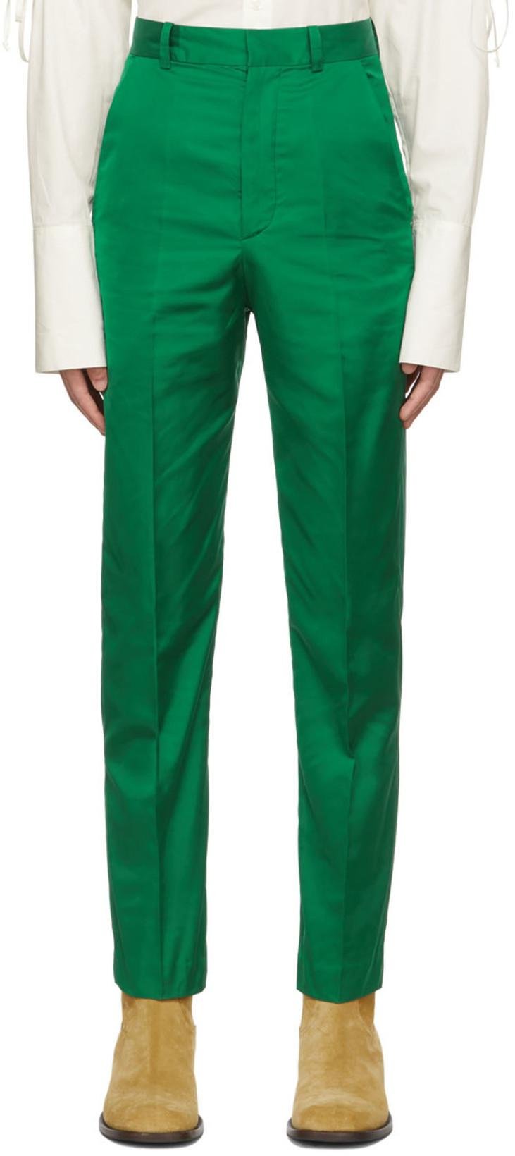 Green Polyester Trousers by CARLOTA BARRERA