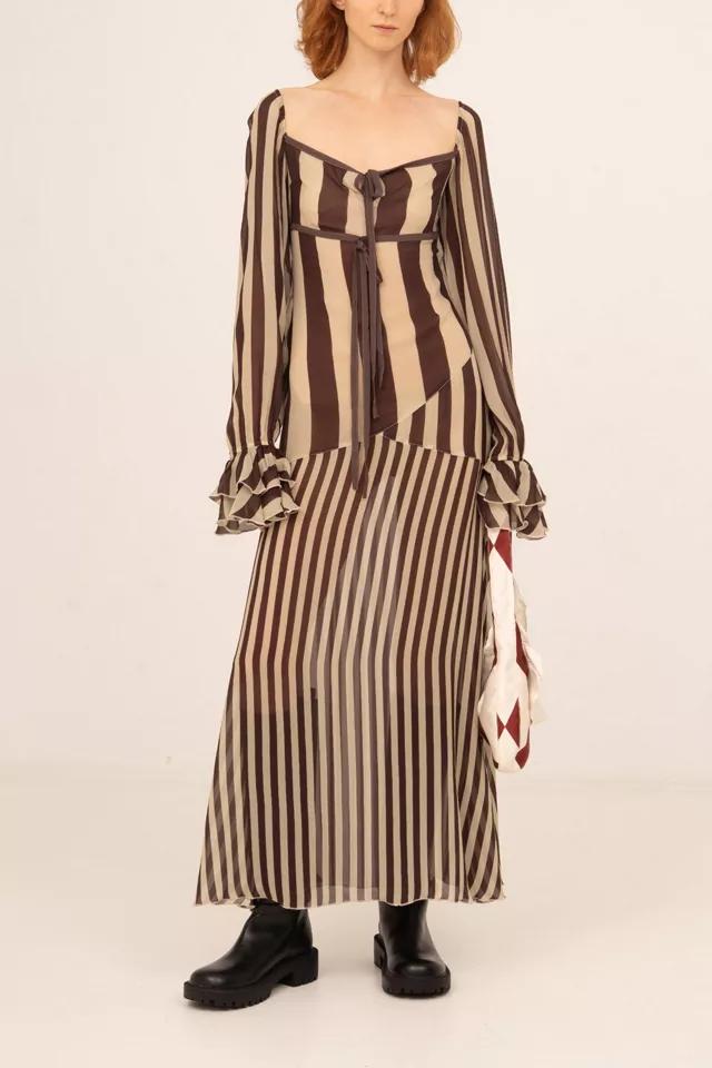 Carmen Says Gingerbread Brown Striped Dress by CARMEN SAYS