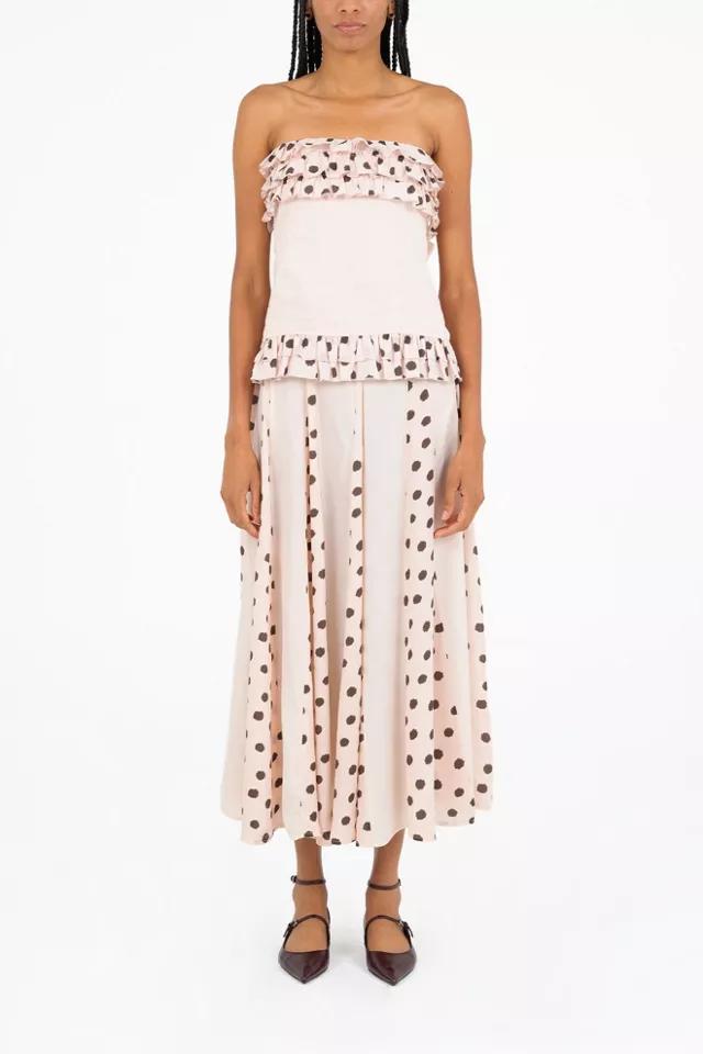 Carmen Says Noctis Beige Polka Dot Print Skirt by CARMEN SAYS
