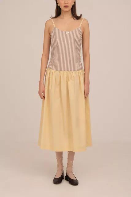 Carmen Says Strawberry Crush Pink Striped Midi Dress by CARMEN SAYS