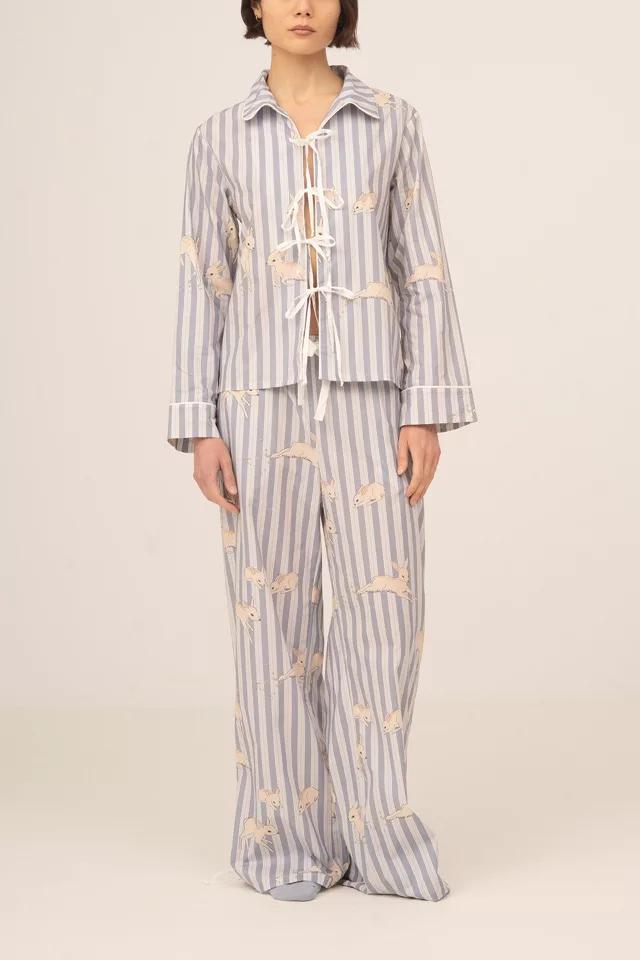Carmen Says Striped Bambi Print Pajama Shirt by CARMEN SAYS