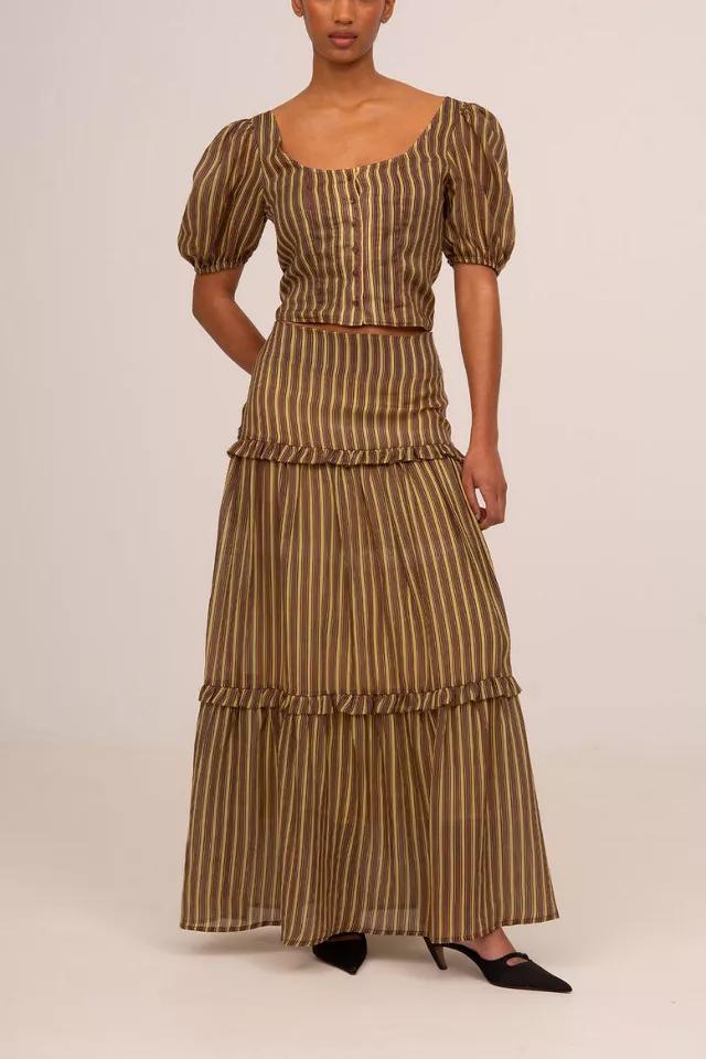 Carmen Says Striped Zafira Pink Print Maxi Skirt by CARMEN SAYS