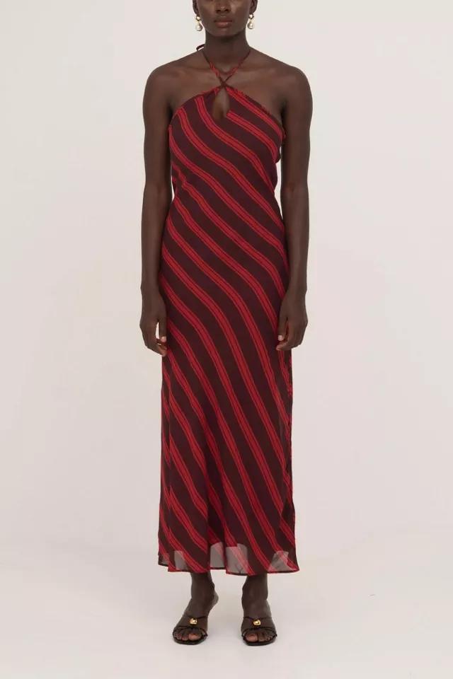 Carmen Says Whispered Striped Burgundy and Red Long Occasion Dress by CARMEN SAYS