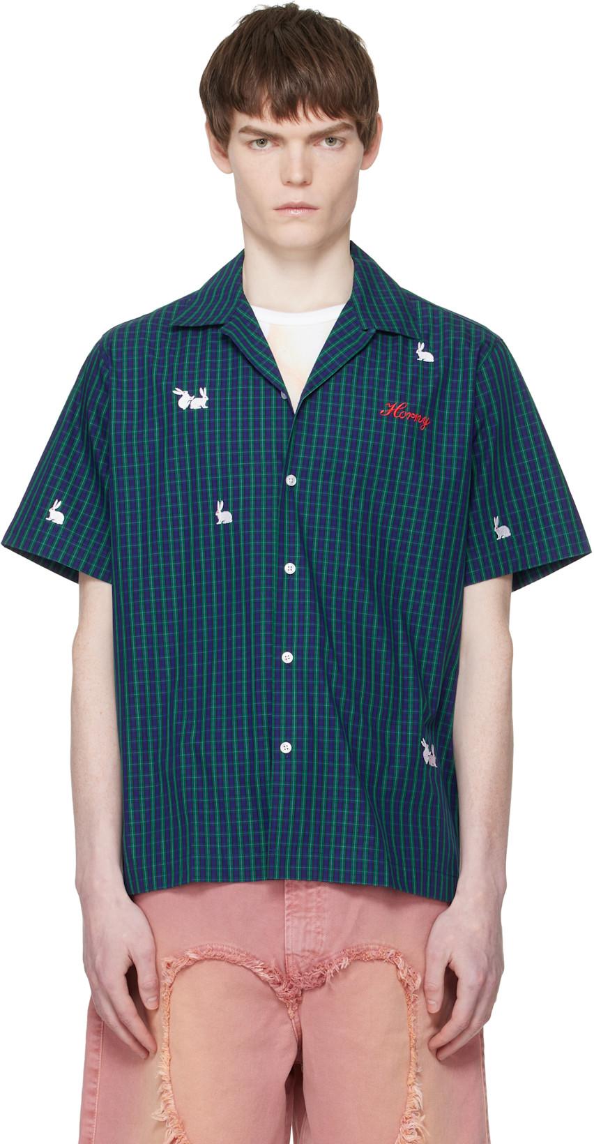 Blue 'Check Me Out' Shirt by CARNE BOLLENTE
