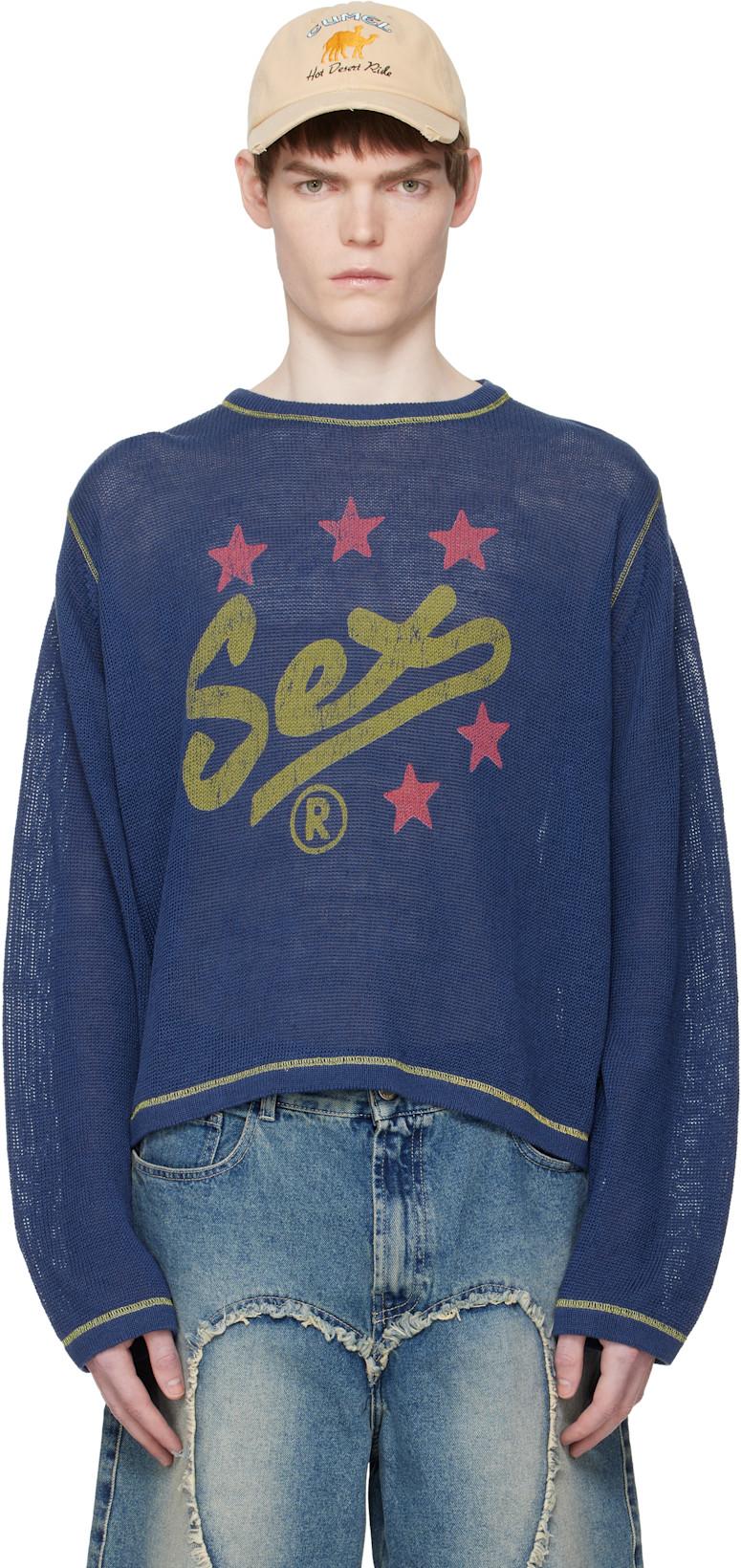 Blue 'Spell It Out' Sweater by CARNE BOLLENTE