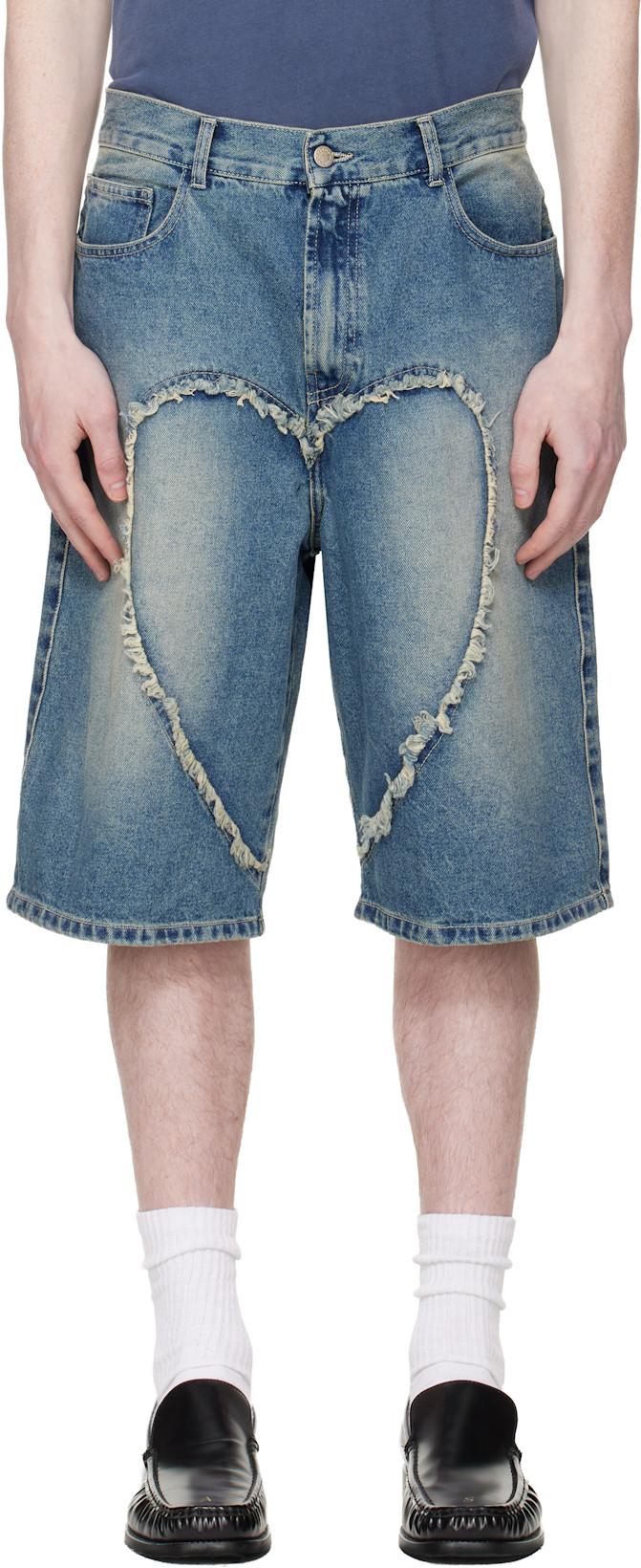 Blue 'The Love' Denim Shorts by CARNE BOLLENTE