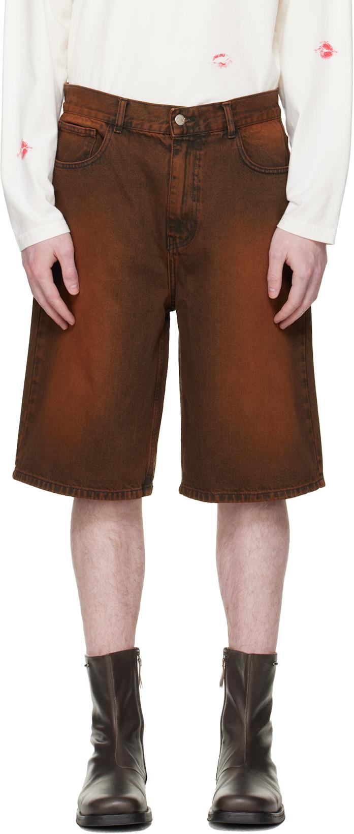 Brown 'Summer Fantasies' Denim Shorts by CARNE BOLLENTE