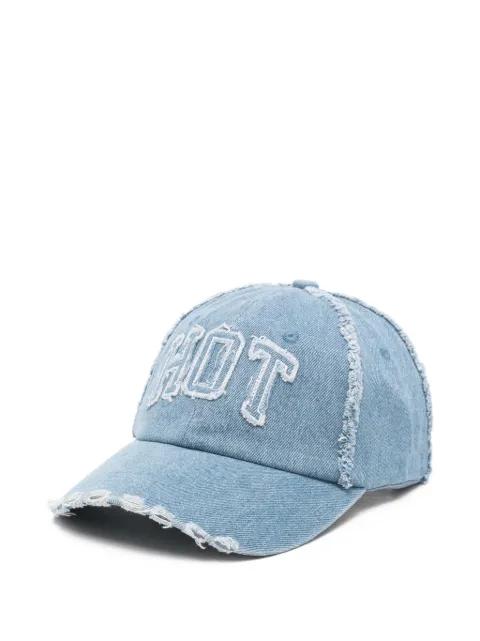 Burning Rubber frayed-detail cap hat by CARNE BOLLENTE