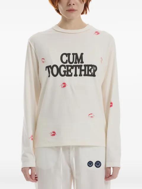 Cum Again? slogan-print long-sleeve t-shirt by CARNE BOLLENTE
