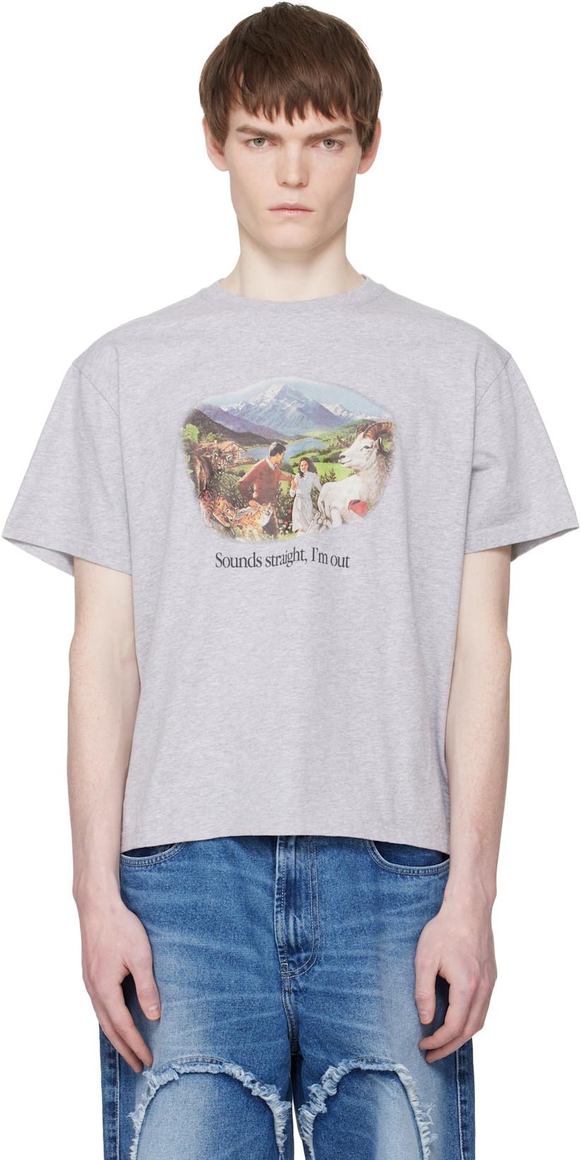 Gray 'Sounds Straight, I'm Out' T-shirt by CARNE BOLLENTE