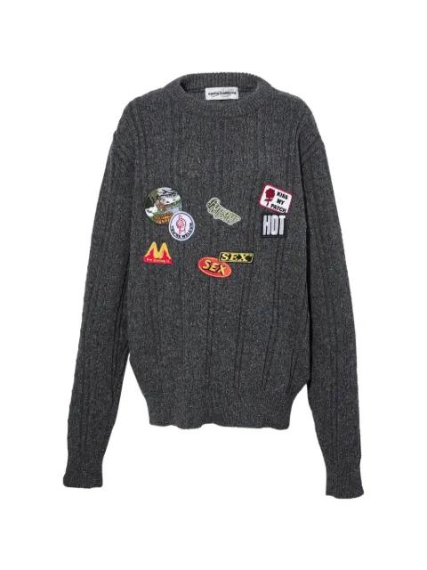 Love Affair patchwork cable-knit sweater by CARNE BOLLENTE