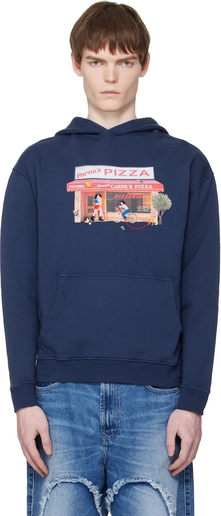 Navy Hot Slice Hoodie by CARNE BOLLENTE