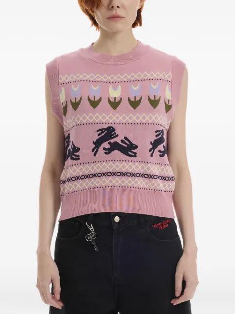 Somebunny to Love intarsia-knit cotton sweater by CARNE BOLLENTE