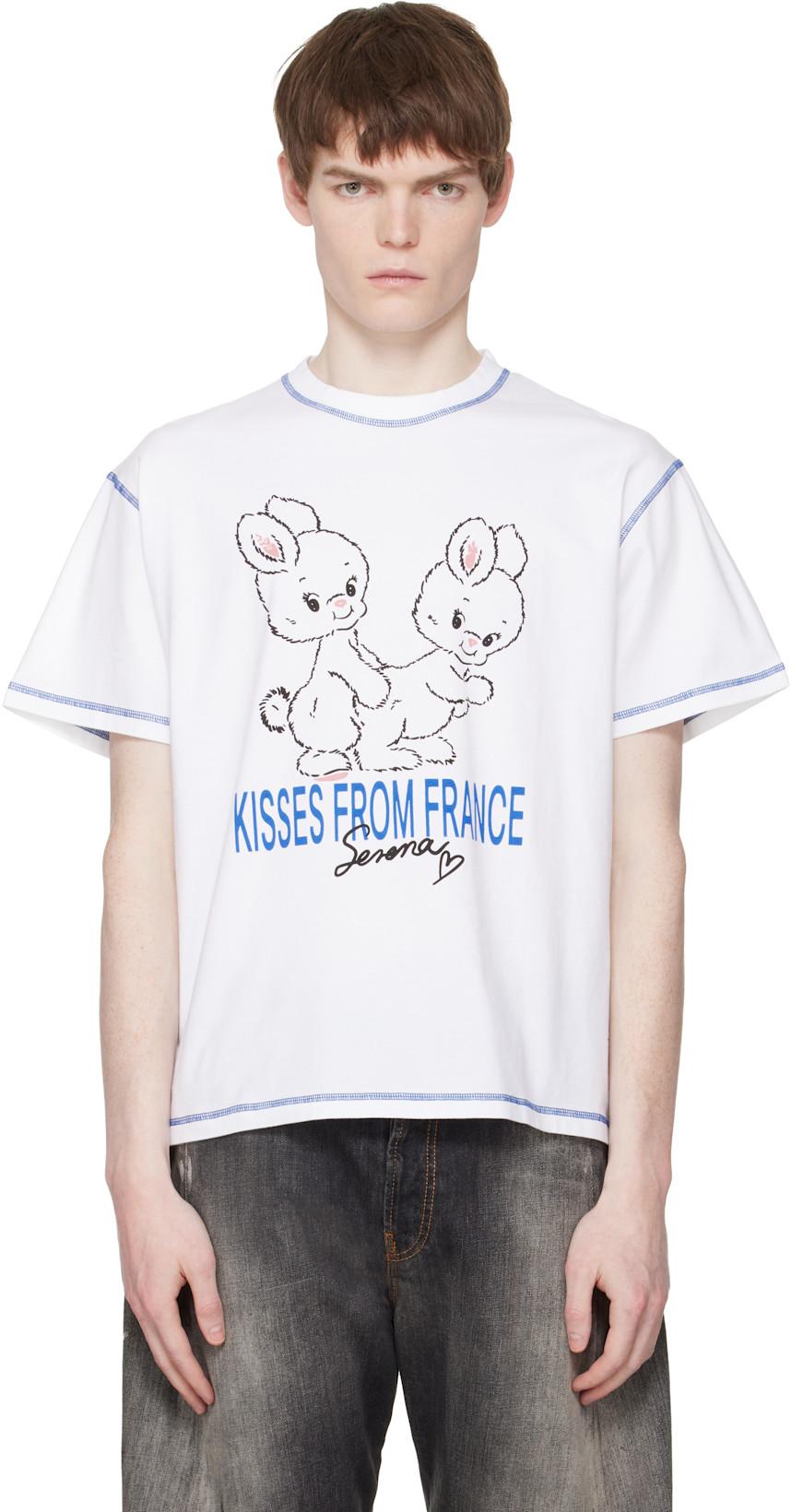 White 'XOXO, Serena' T-shirt by CARNE BOLLENTE