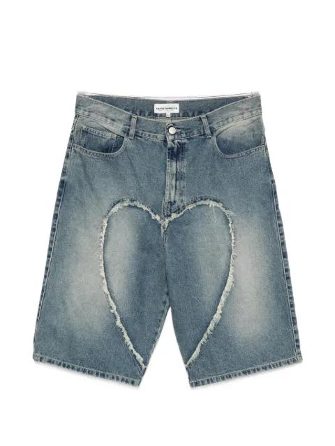 heart denim shorts by CARNE BOLLENTE