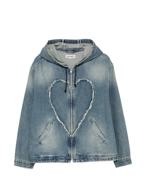 heart hoodied denim jacket by CARNE BOLLENTE