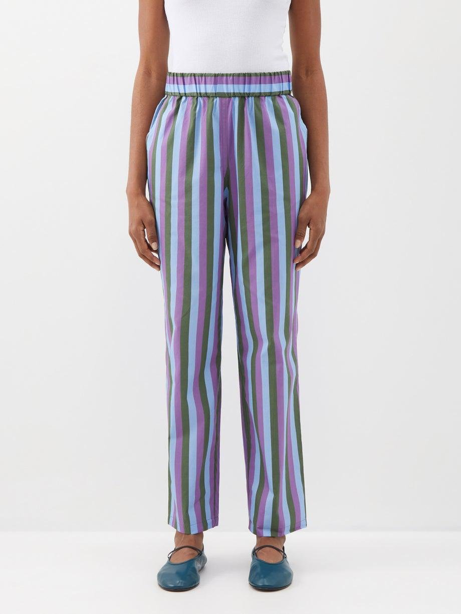 Fleur elasticated-waist striped cotton trousers by CARO EDITIONS