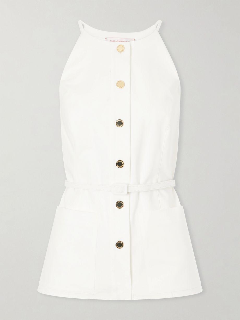 Belted cotton-blend blouse by CAROLINA HERRERA