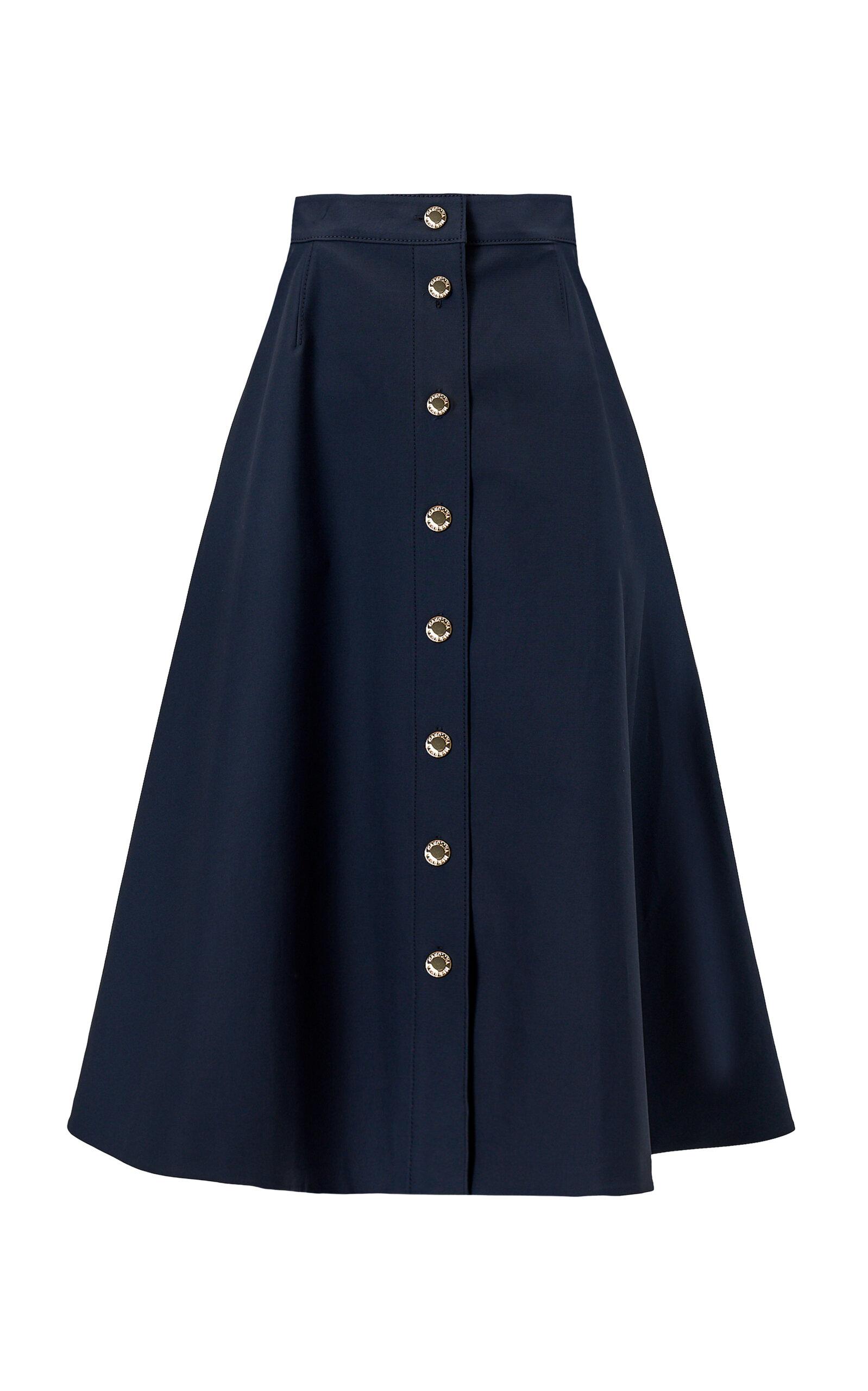 Carolina Herrera Button-Front Cotton Sateen Midi Skirt - Moda Operandi by CAROLINA HERRERA