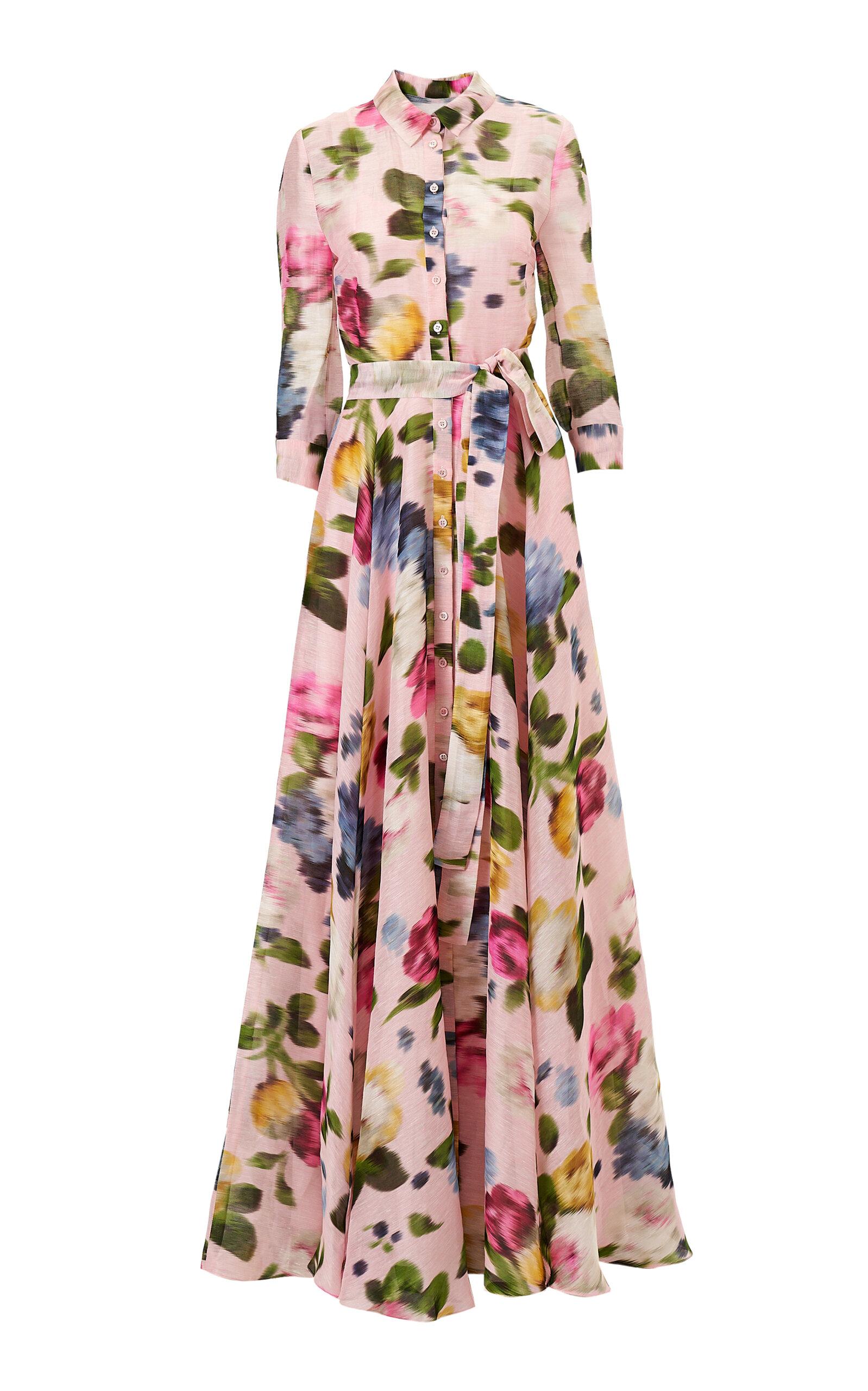 Carolina Herrera Button-Front Garden Floral Linen-Silk Trench Gown - Moda Operandi by CAROLINA HERRERA