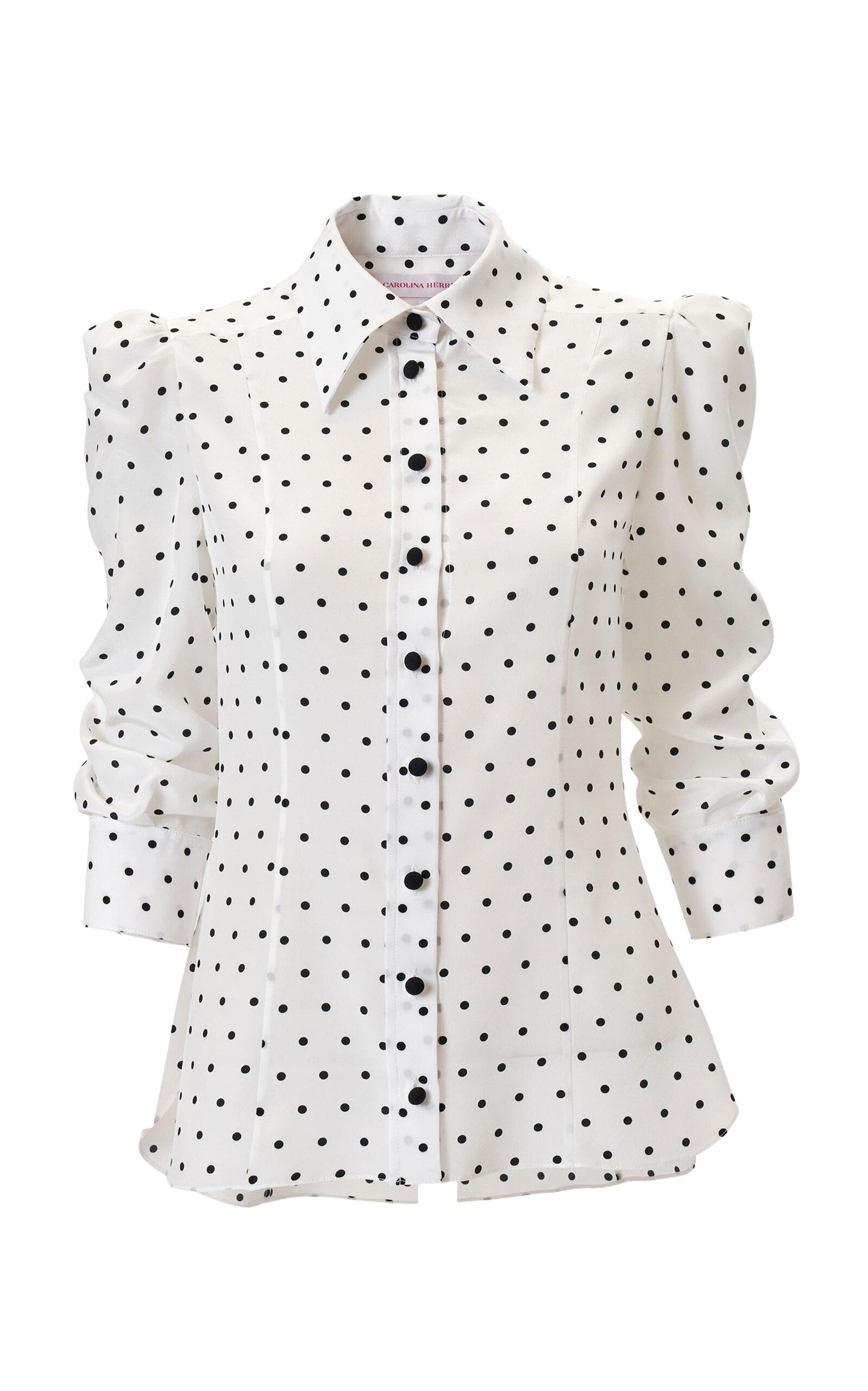 Carolina Herrera Collared Dot-Print Double Crepe de Chine Shirt - Moda Operandi by CAROLINA HERRERA