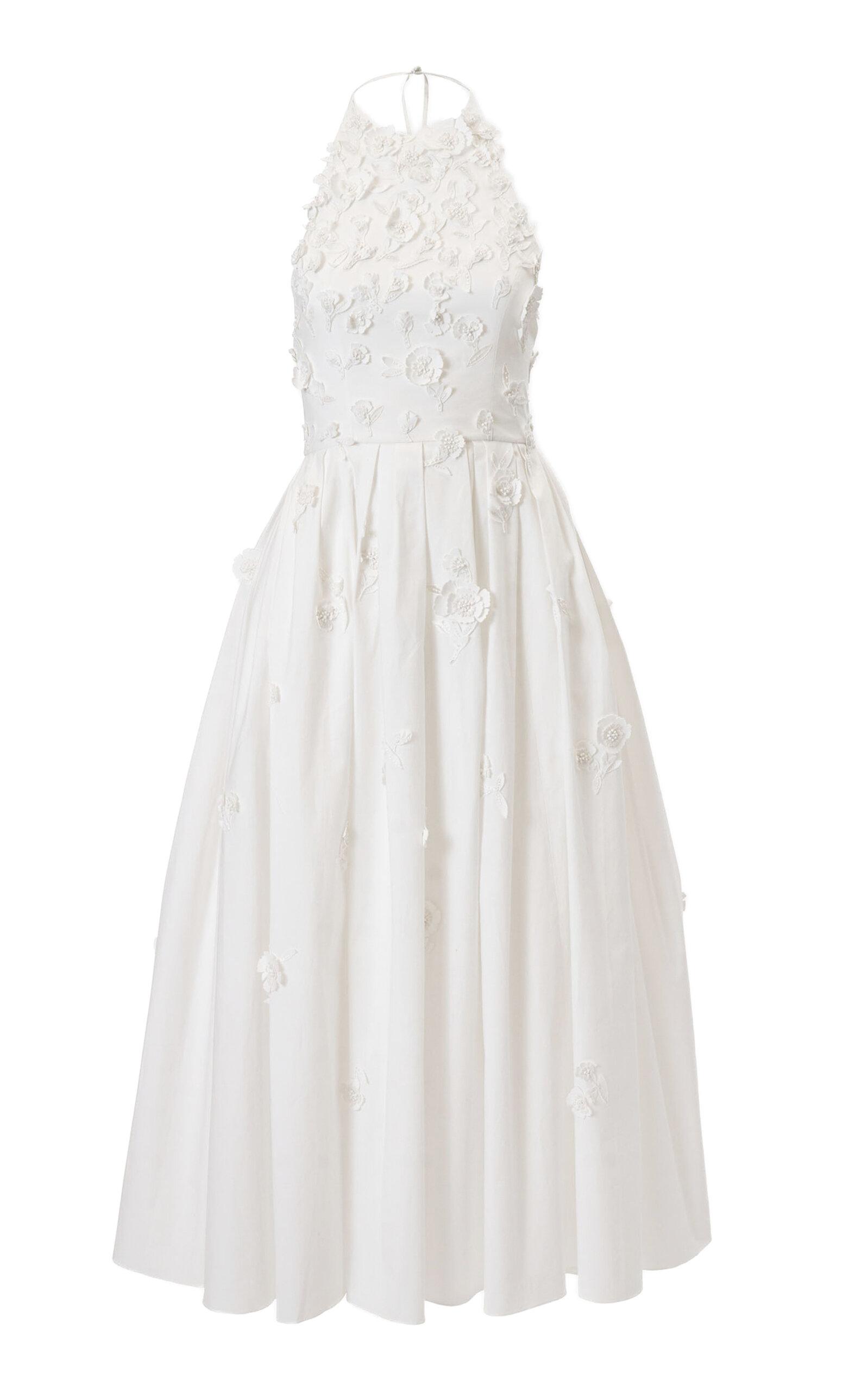 Carolina Herrera Embroidered Cotton Midi Halter Dress - Moda Operandi by CAROLINA HERRERA