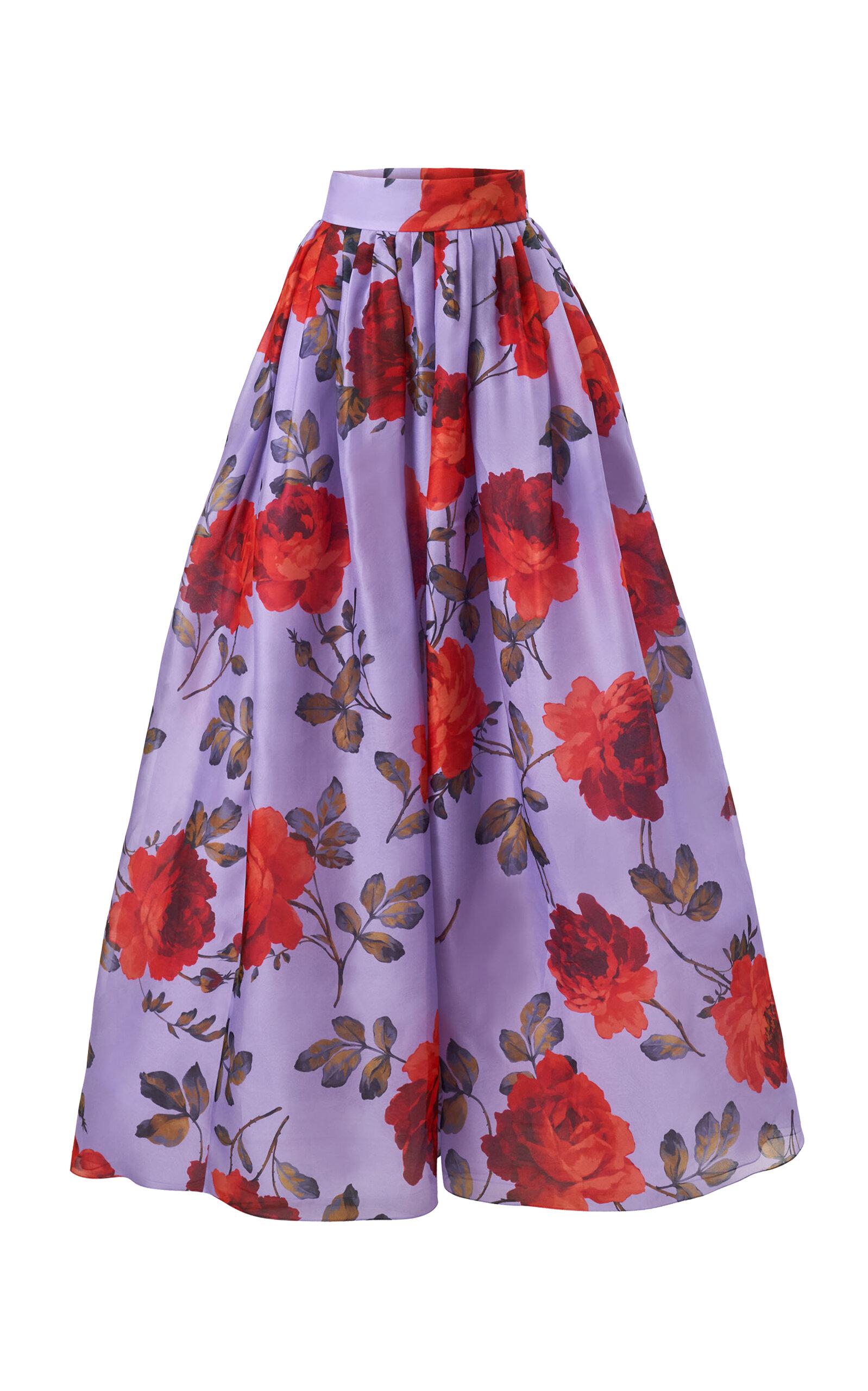 Carolina Herrera Mid-Rise Stemmed-Rose-Printed Crepe Ball Skirt - Moda Operandi by CAROLINA HERRERA