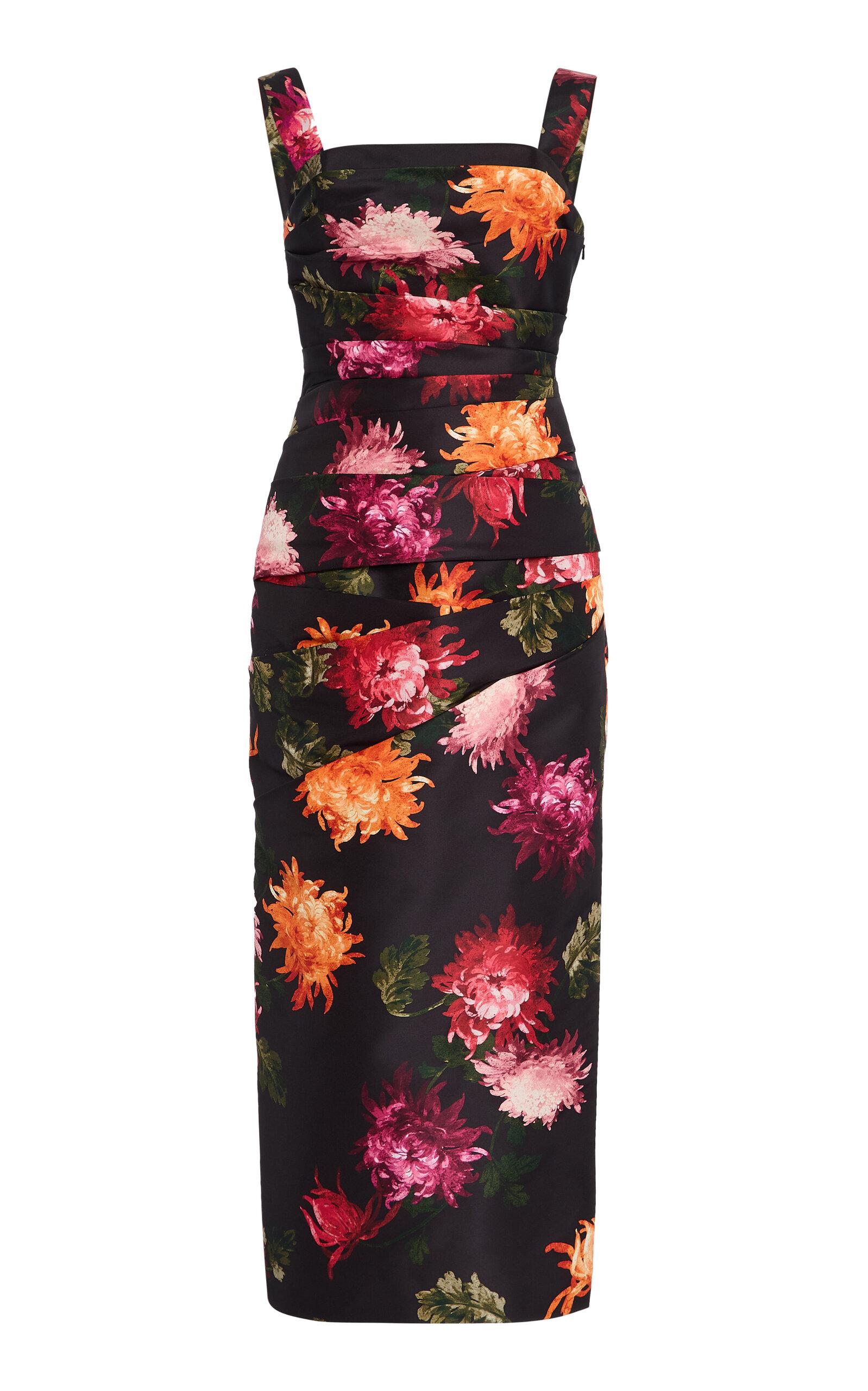 Carolina Herrera Pleated Floral Twill Midi Dress - Moda Operandi by CAROLINA HERRERA