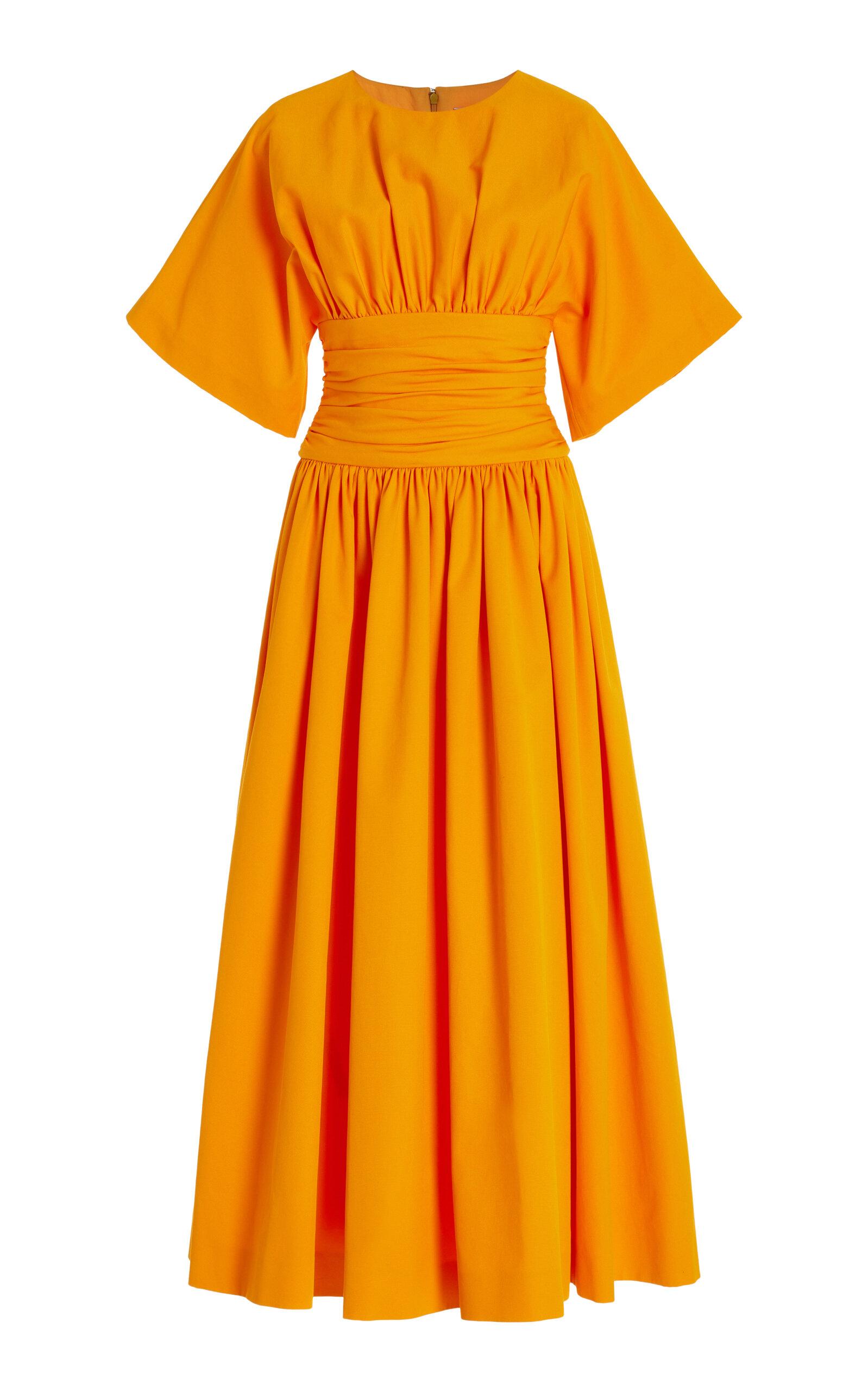 Carolina Herrera Ruched Cotton Poplin Midi Dress - Moda Operandi by CAROLINA HERRERA