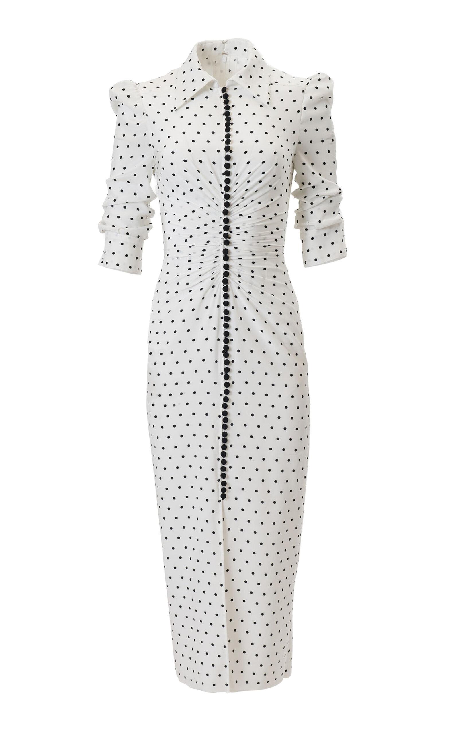 Carolina Herrera Ruched Dot-Print Double Crepe de Chine Shirt Dress - Moda Operandi by CAROLINA HERRERA