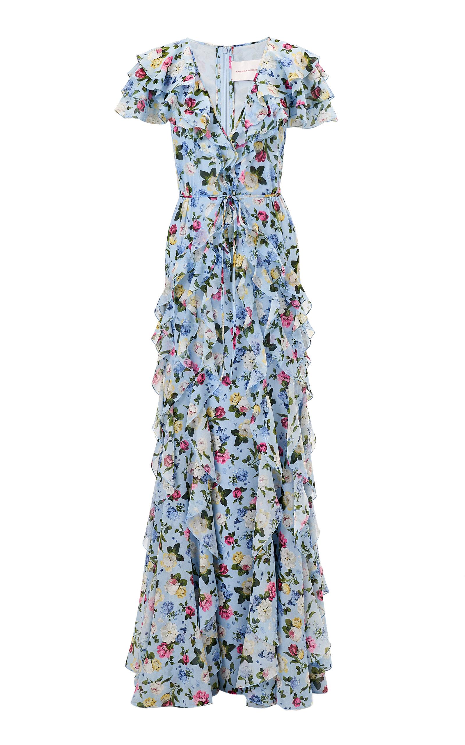 Carolina Herrera Ruffled Garden Floral Silk-Chiffon Gown - Moda Operandi by CAROLINA HERRERA
