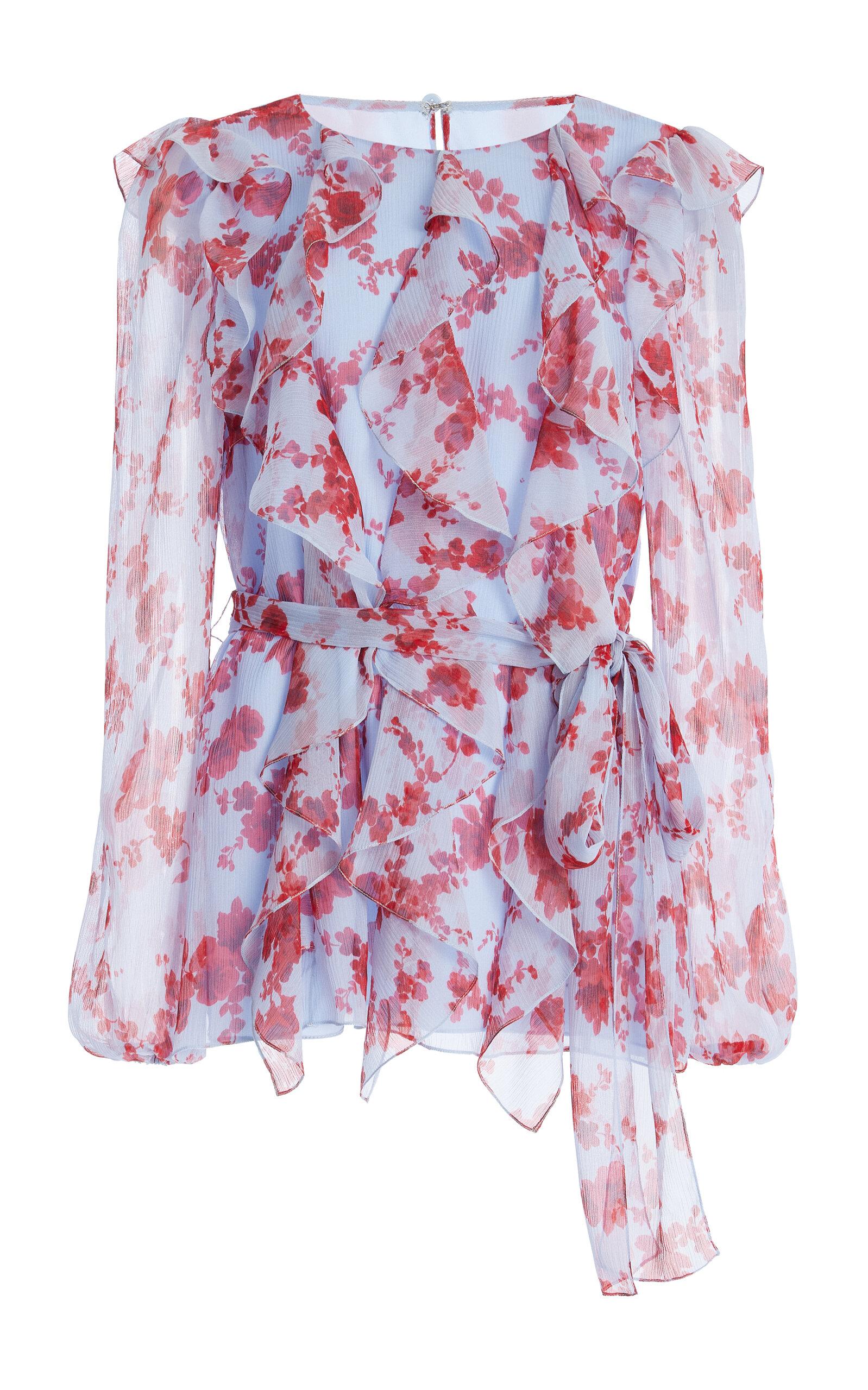 Carolina Herrera Sash-Detailed Ruffled Silk Chiffon Top - Moda Operandi by CAROLINA HERRERA