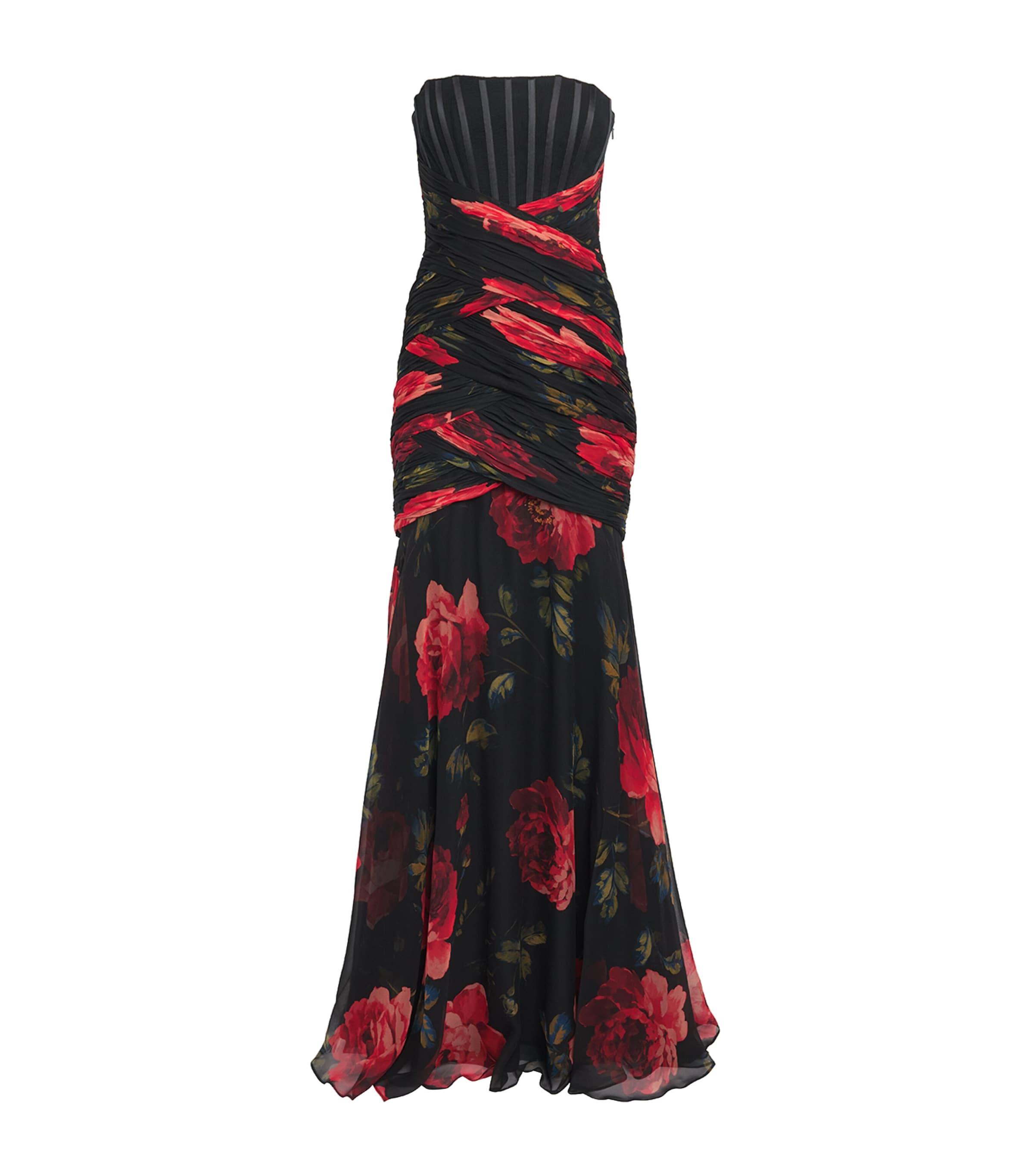 Carolina Herrera Silk Chiffon Floral Bustier Gown by CAROLINA HERRERA