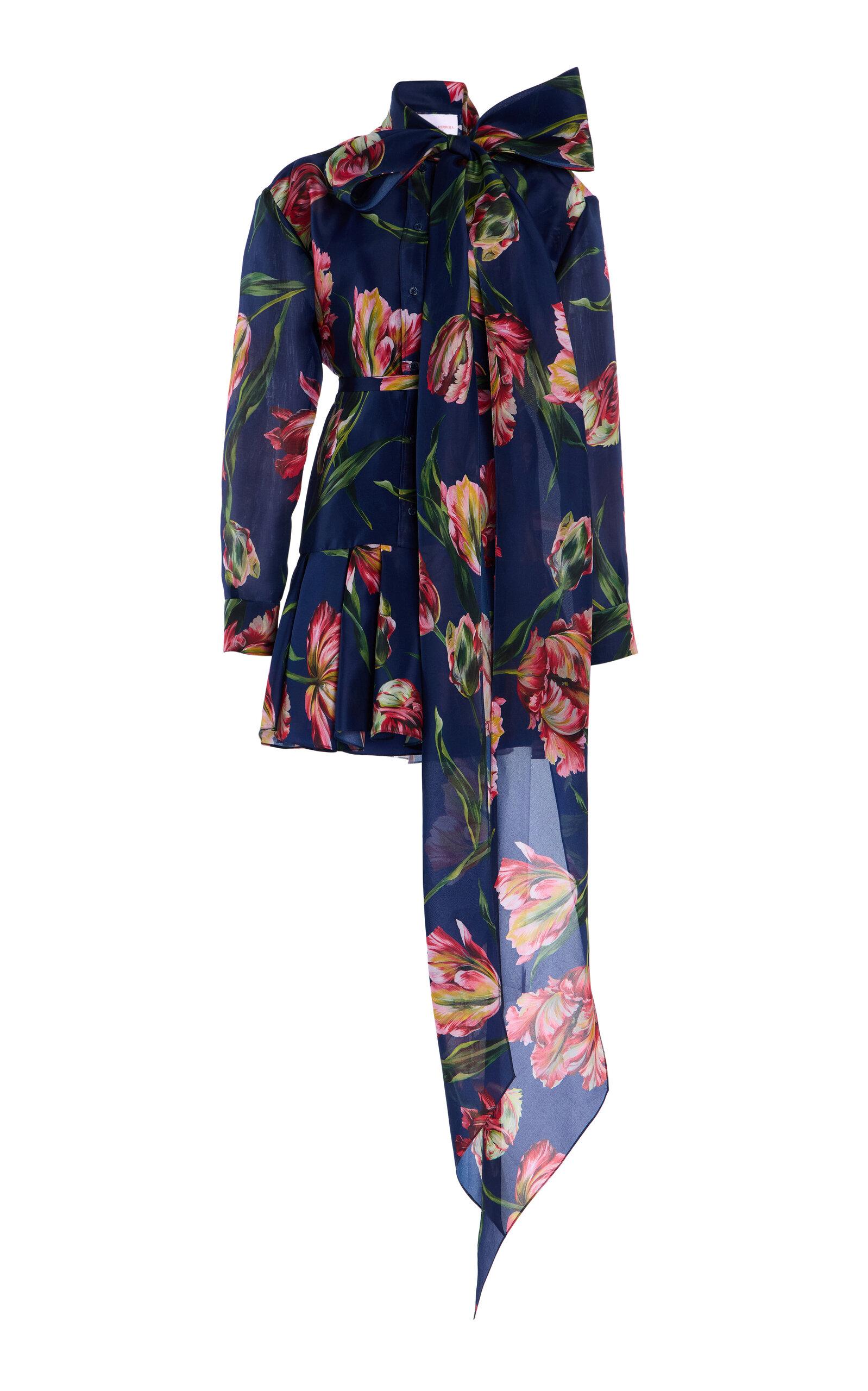 Carolina Herrera Tie-Neck Silk Mini Shirt Dress - Moda Operandi by CAROLINA HERRERA