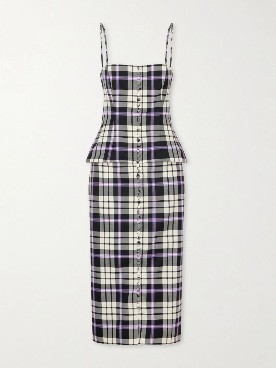 Checked wool-blend midi dress by CAROLINA HERRERA