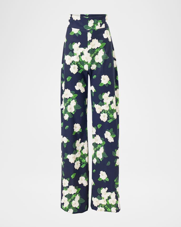 Diane High-Rise Floral Wide-Leg Pants by CAROLINA HERRERA